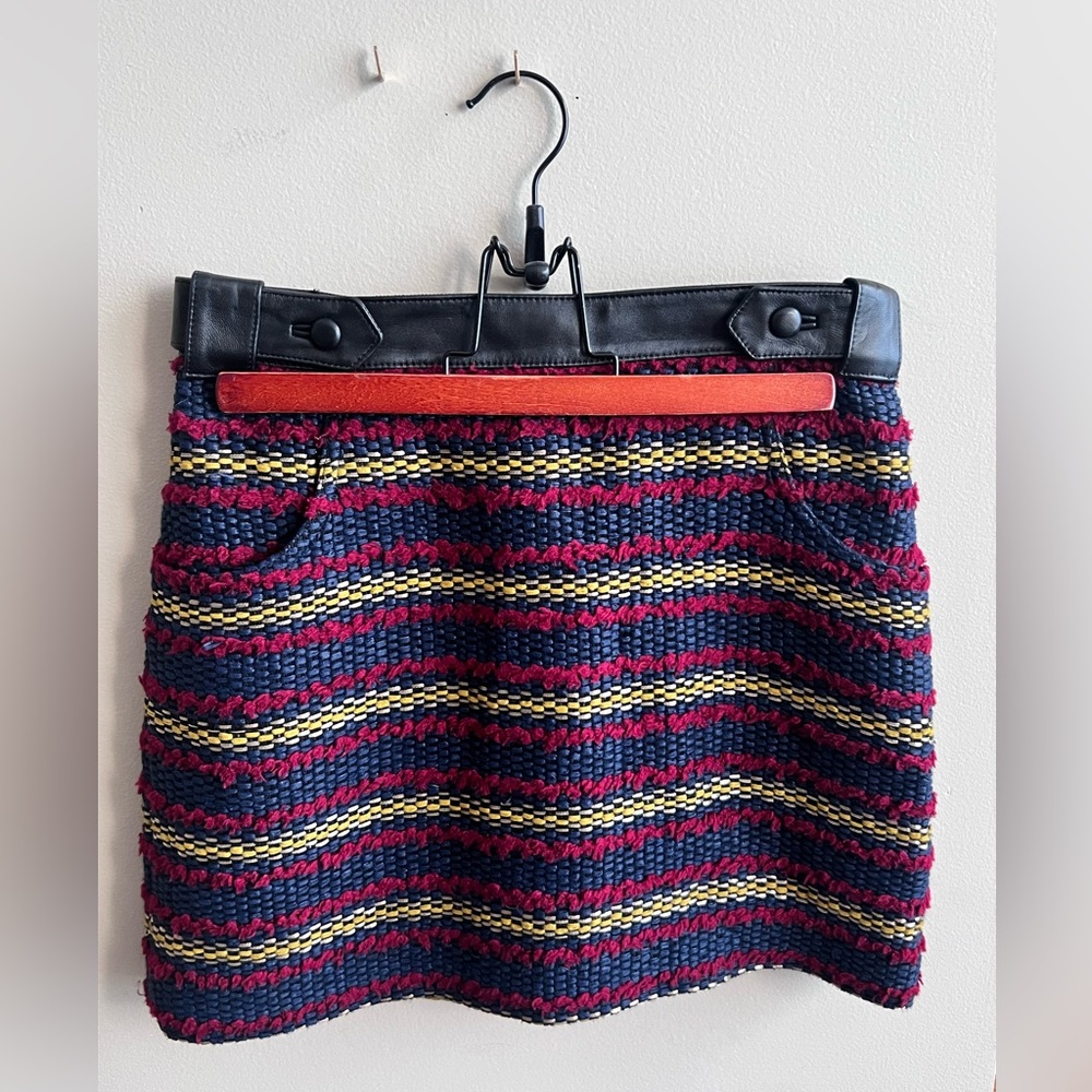 Rebecca Minkoff Navy and Red Textured Pencil Skirt